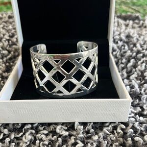 Rustic Cuff Silver Diamond Cutout Bracelet